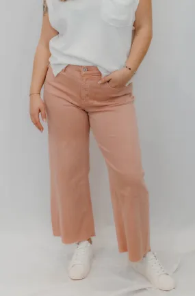 Olivia High Rise Crop Wide Leg Jeans - Silver Pink