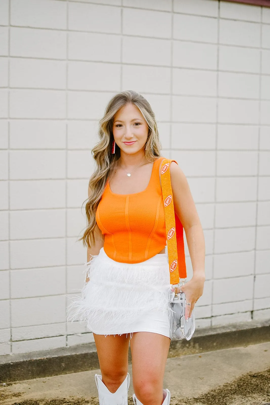 Orange Knit Corset Top