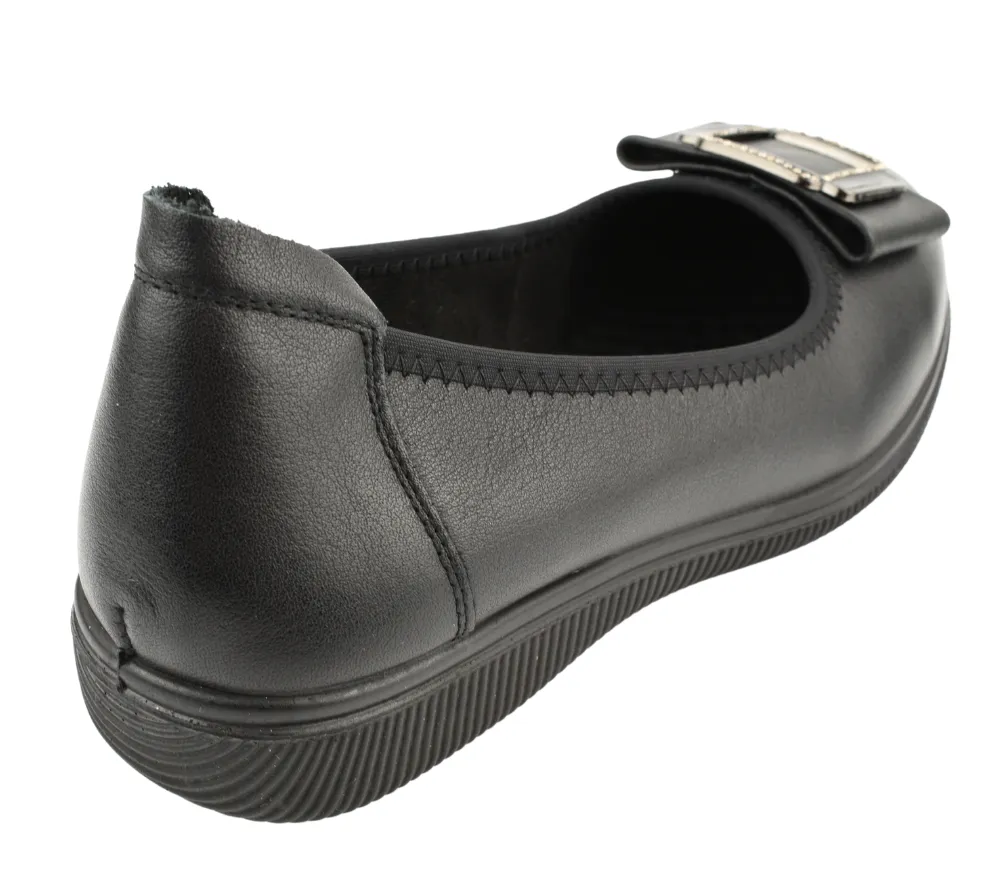 Pantofi casual, dama, BERLINER, A130 negru, piele naturala