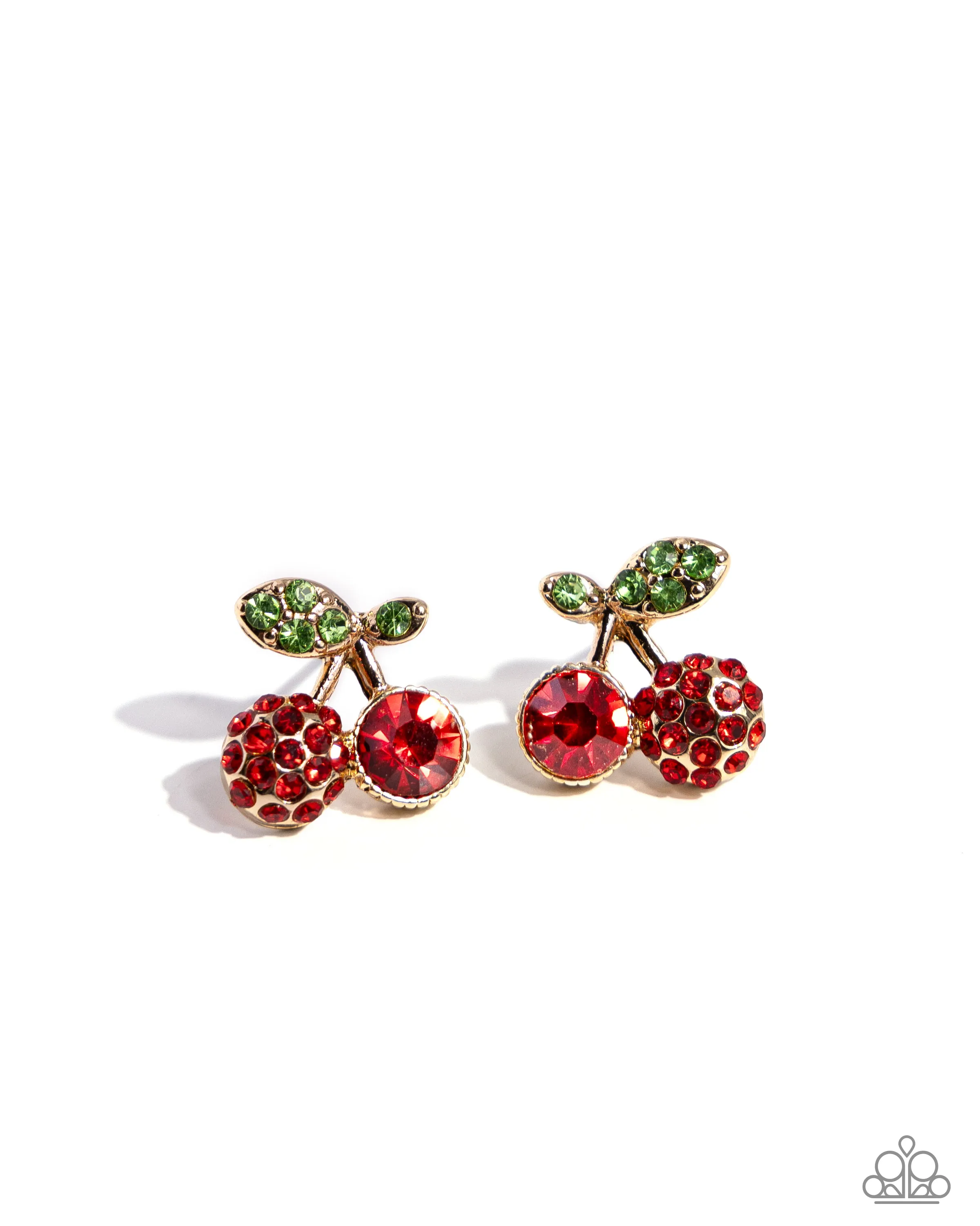 Paparazzi Cherry Candidate Gold Post Earrings