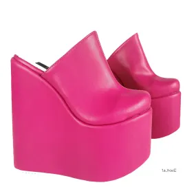 Pink Wedge Sabo Platform Mules