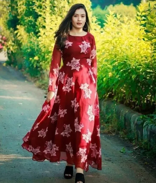 Pretty Georgette with Inner Lining Plus Size Gown