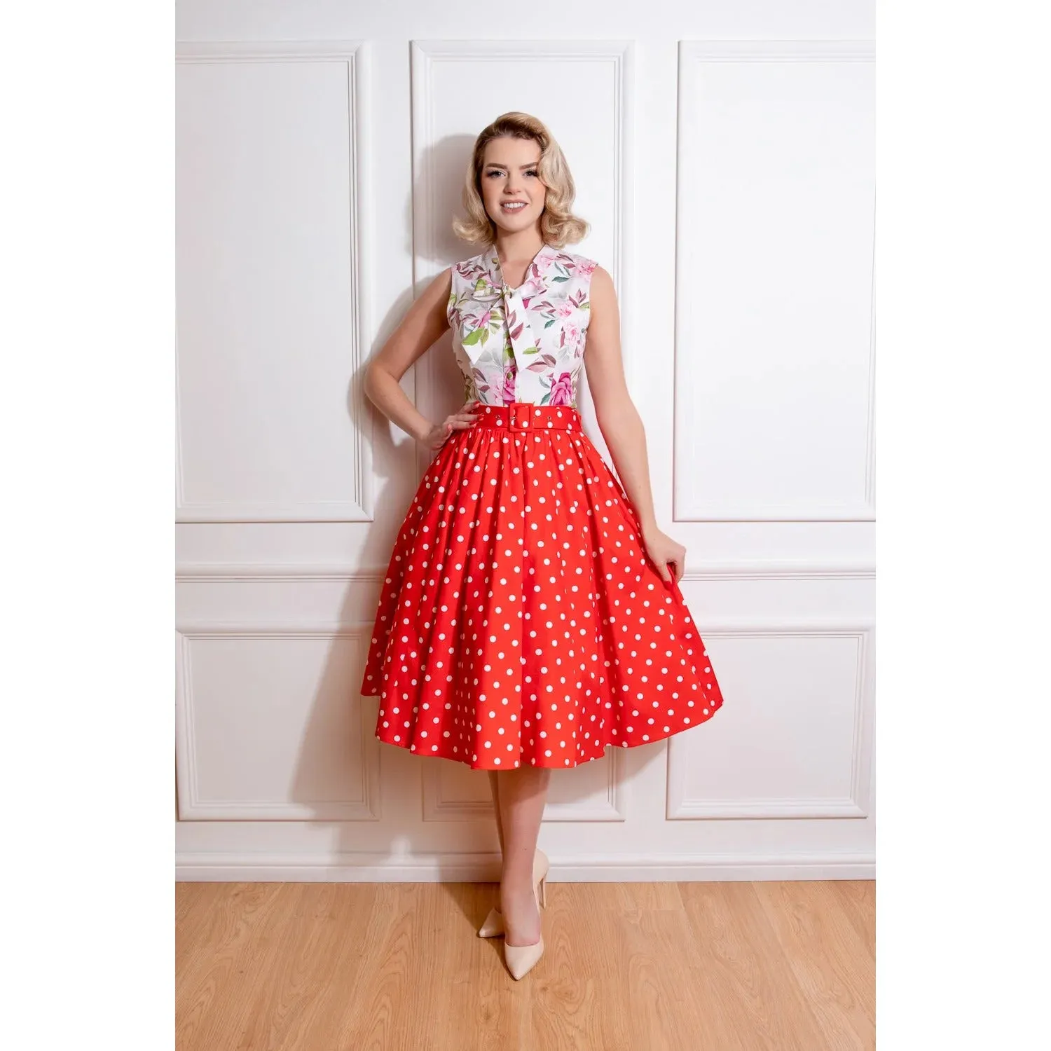 Red Polka Dot Rockabilly Swing Skirt