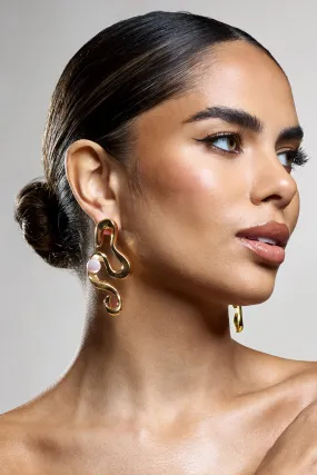 Rowan | Gold Twist Statement Pearl Earrings