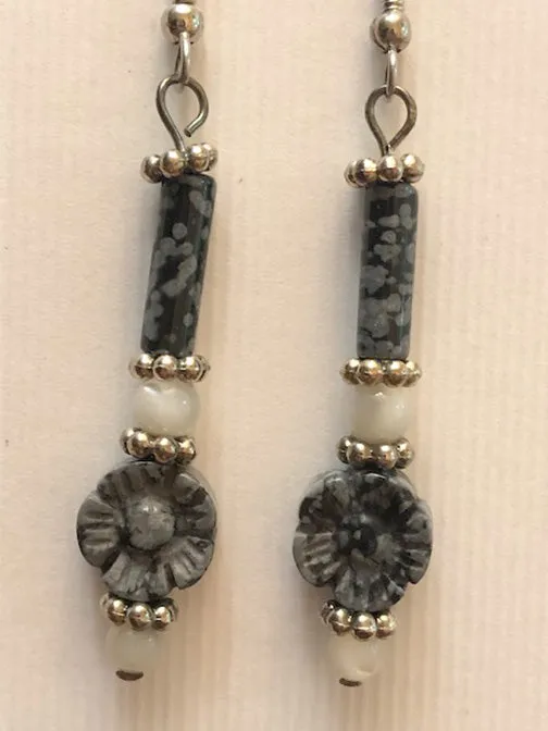 Snowflake Obsidian Earrings