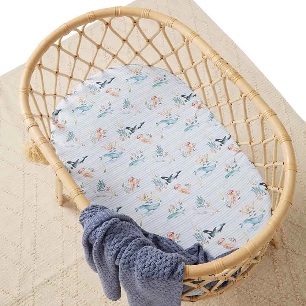 Snuggle Hunny Bassinet Sheet/Change Pad Cover - Whale