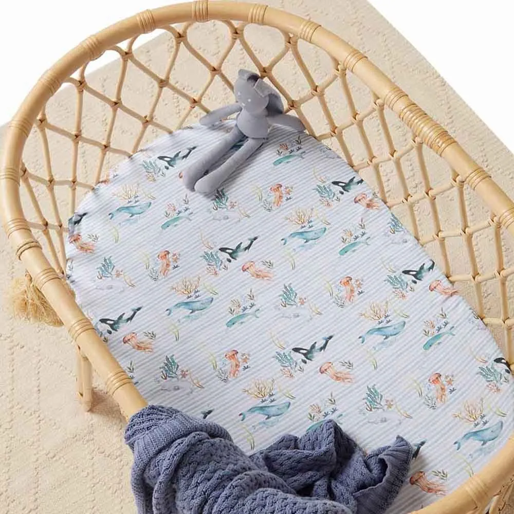 Snuggle Hunny Bassinet Sheet/Change Pad Cover - Whale