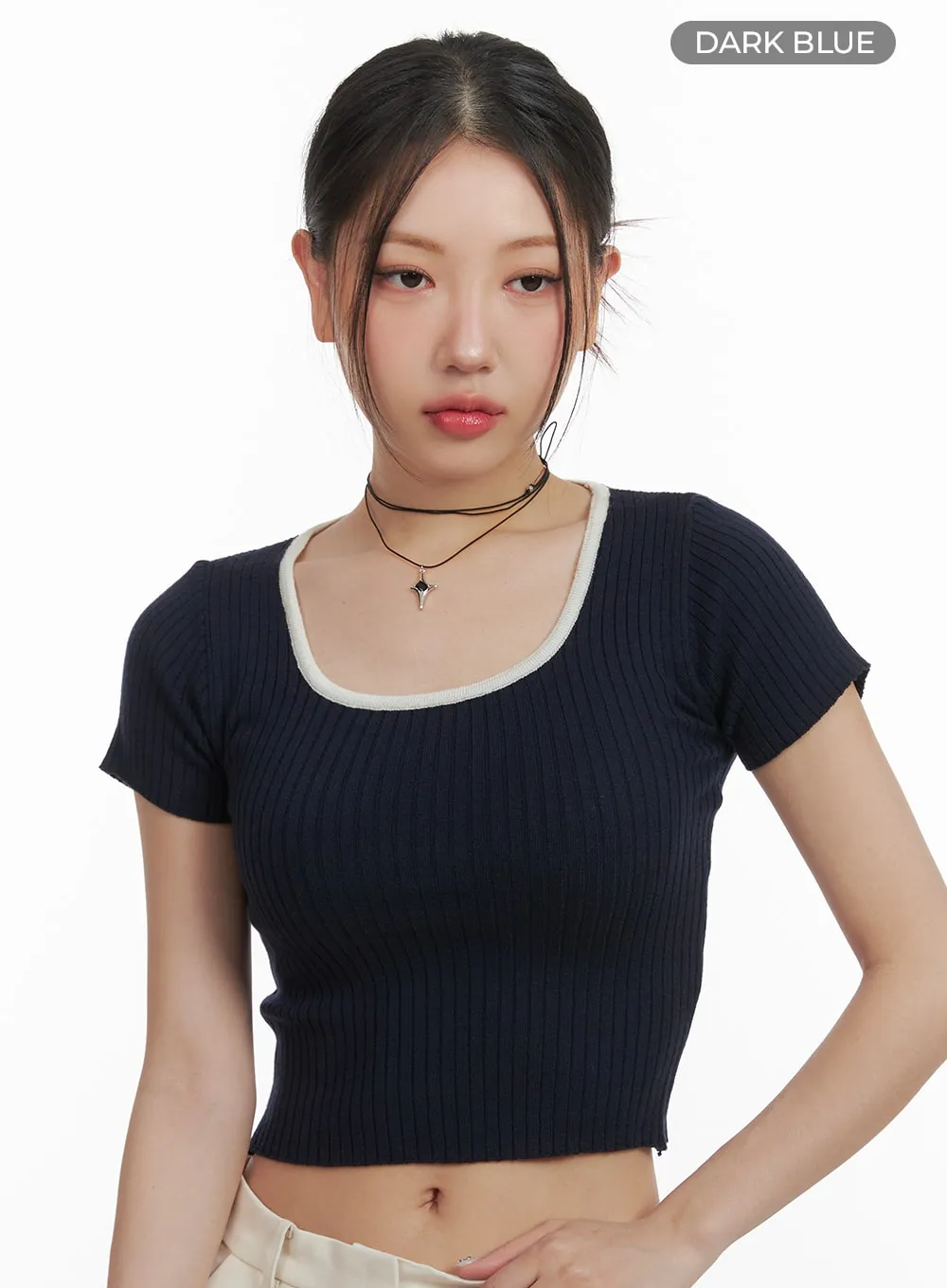 Solid U Neck Crop Top OA416