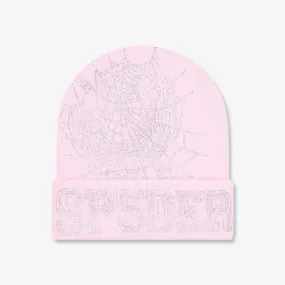 Sp5der 'Web' Rhinestone Beanie Pink SS24