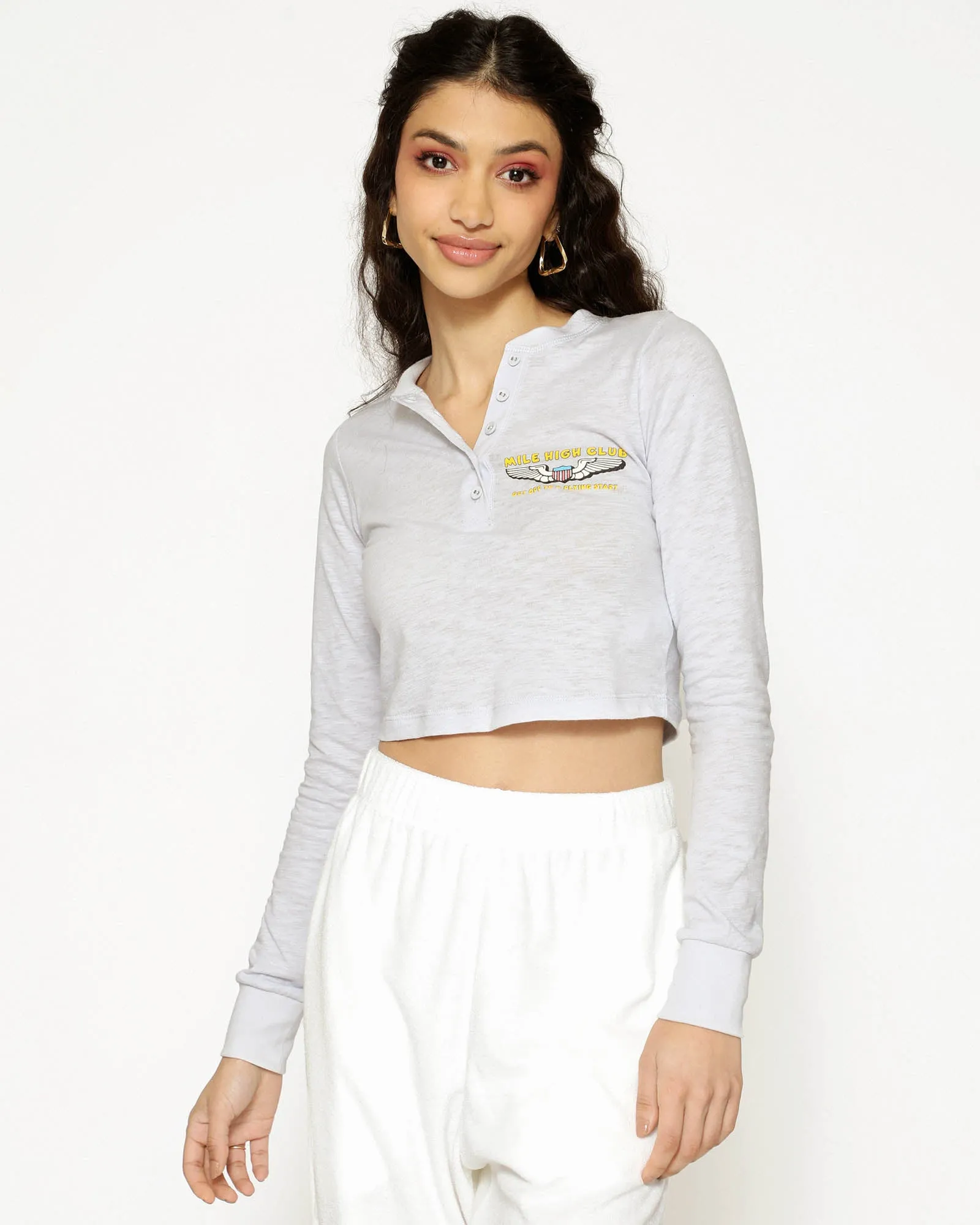 Spread Your Wings Crop Henley