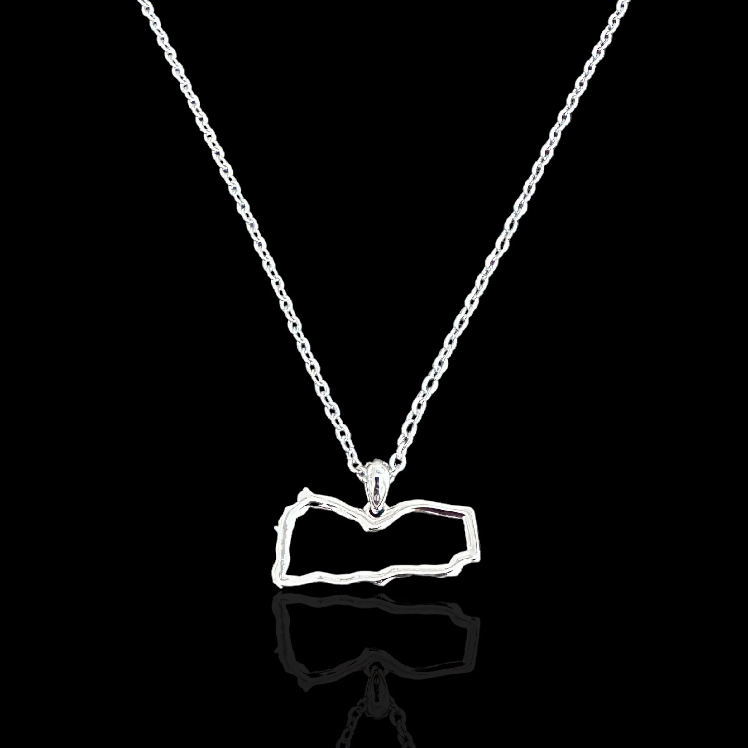 Sterling Silver Yemen Map Outline Necklace - Available in 3 Colors