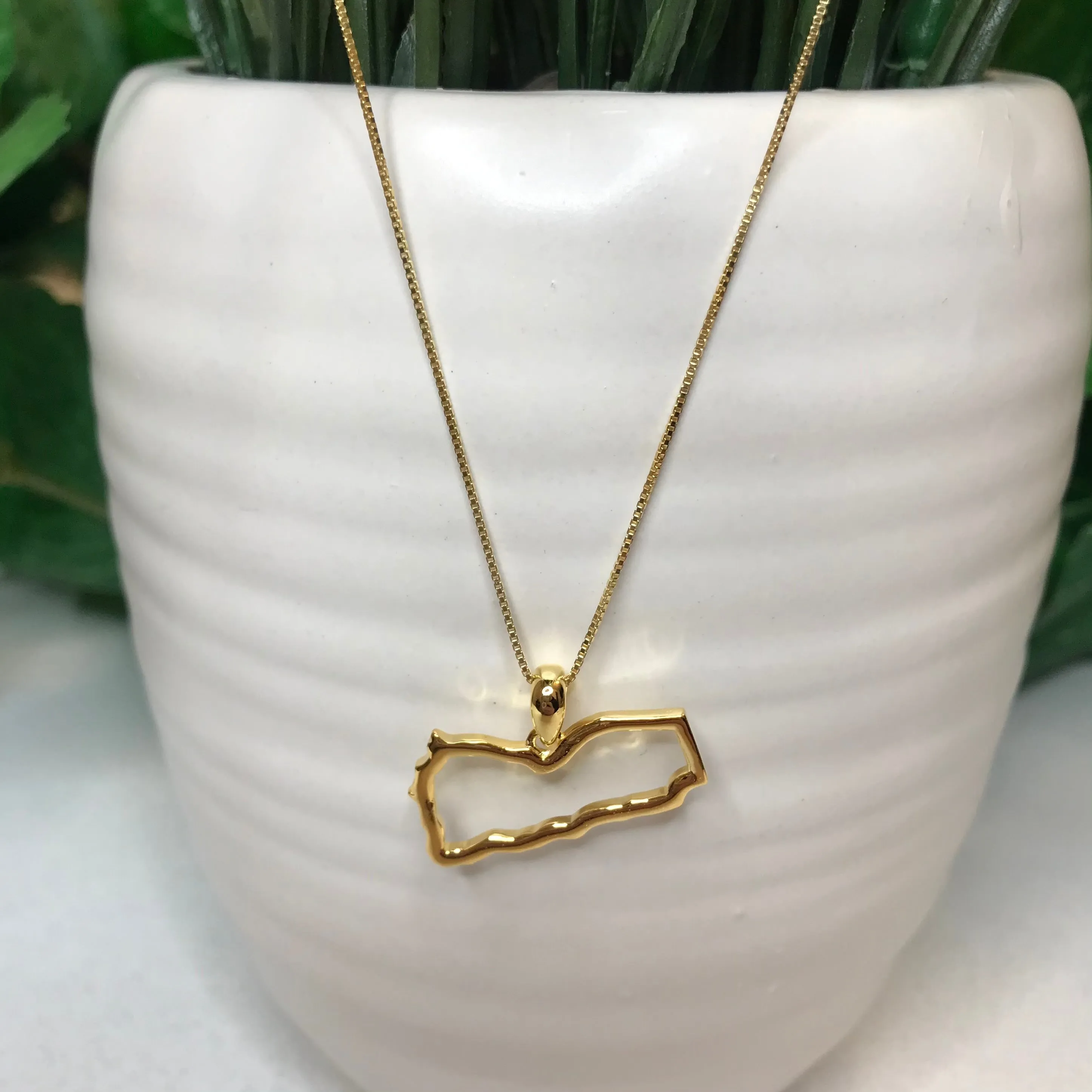 Sterling Silver Yemen Map Outline Necklace - Available in 3 Colors