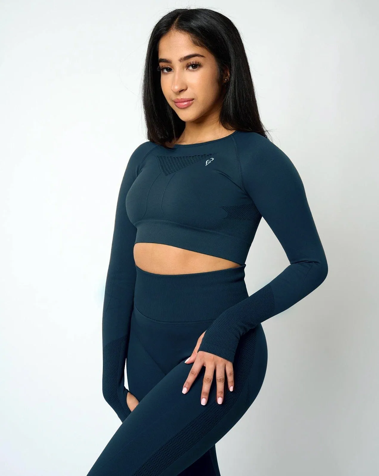 Sujey Long Sleeve Crop Top - Dark Green