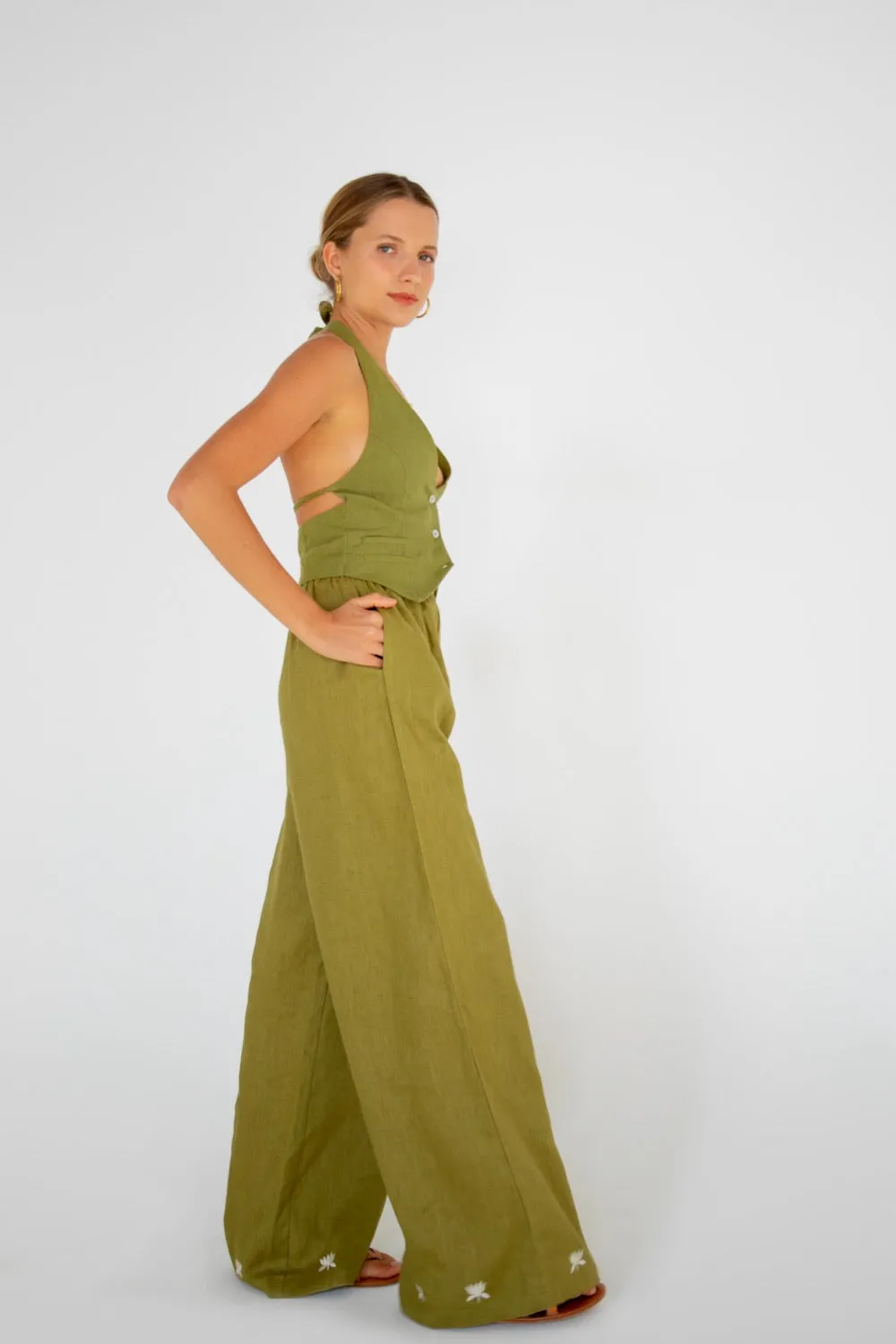 Terra Rossa Linen Pants Sage