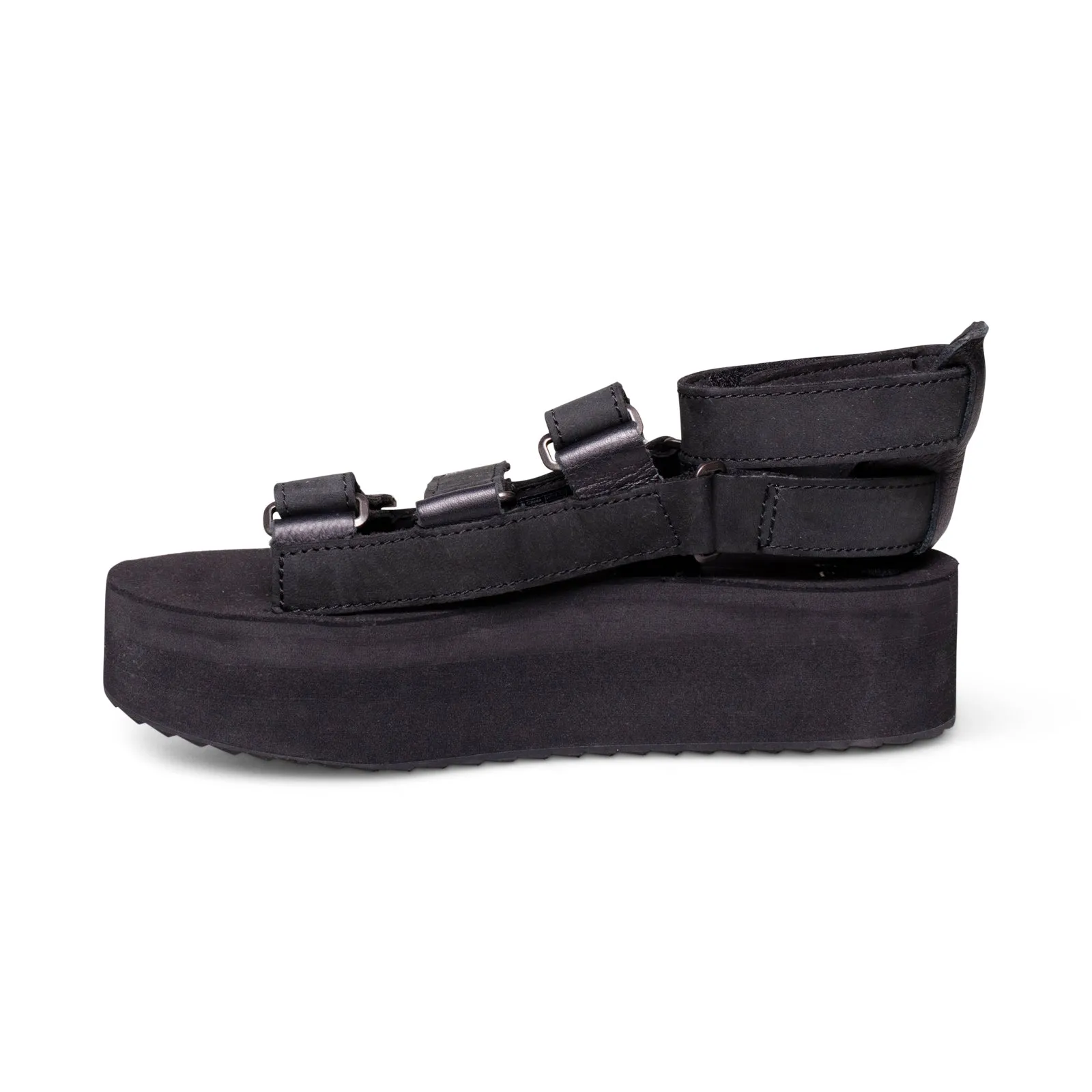 Teva Flatform Mevia Leather Black Sandals - Women's