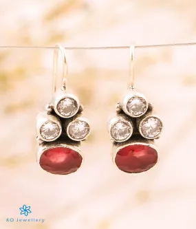 The Viniti Silver Gemstone Earrings (Red/White)