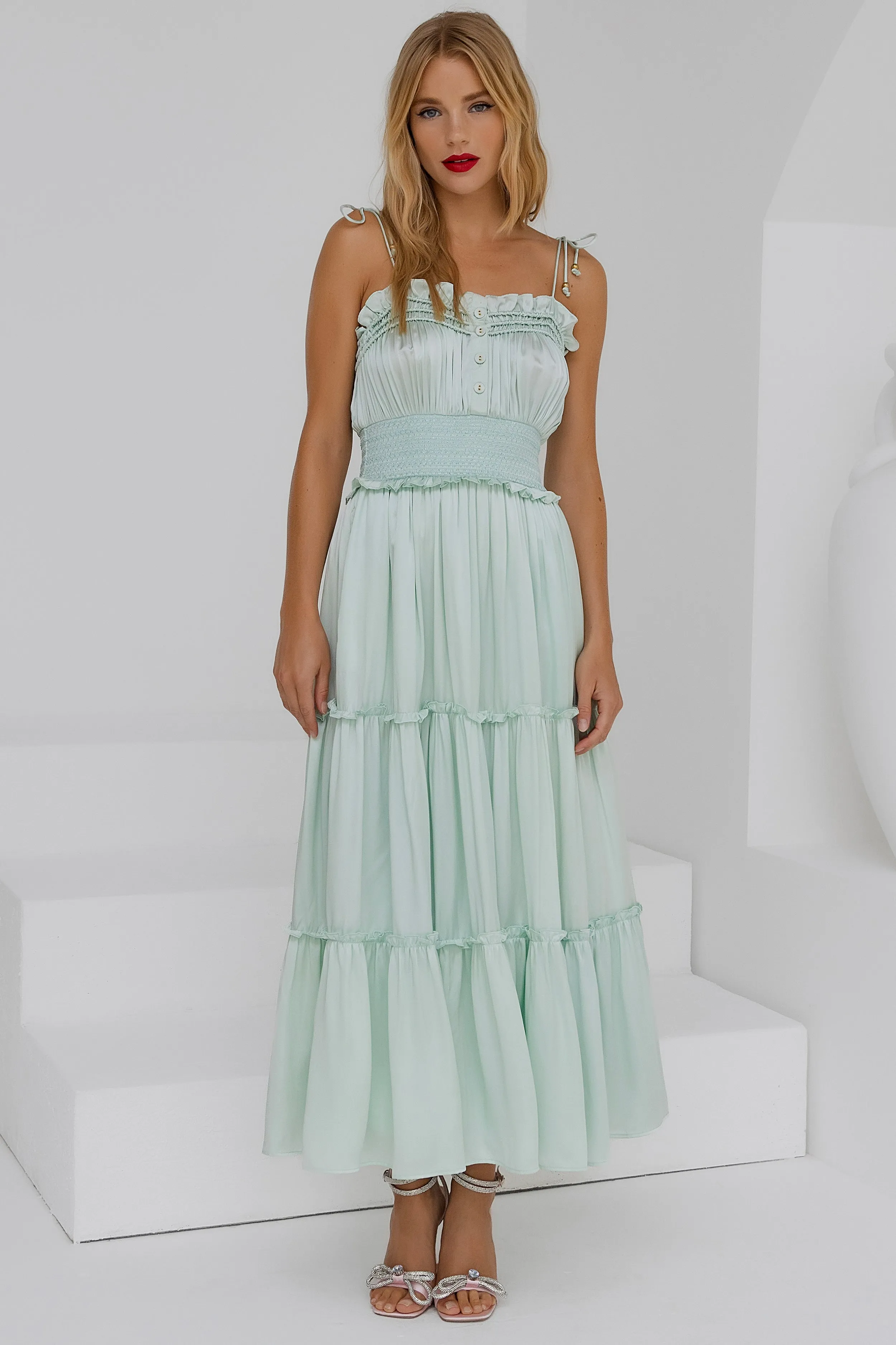 Tiered Maxi Dress - Pastel Mint