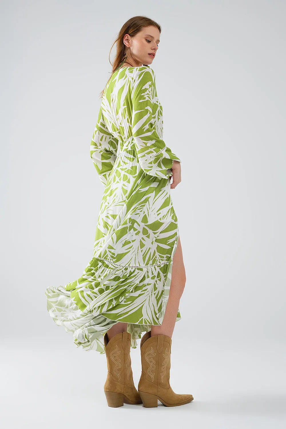 Tropical Green Maxi Kimono