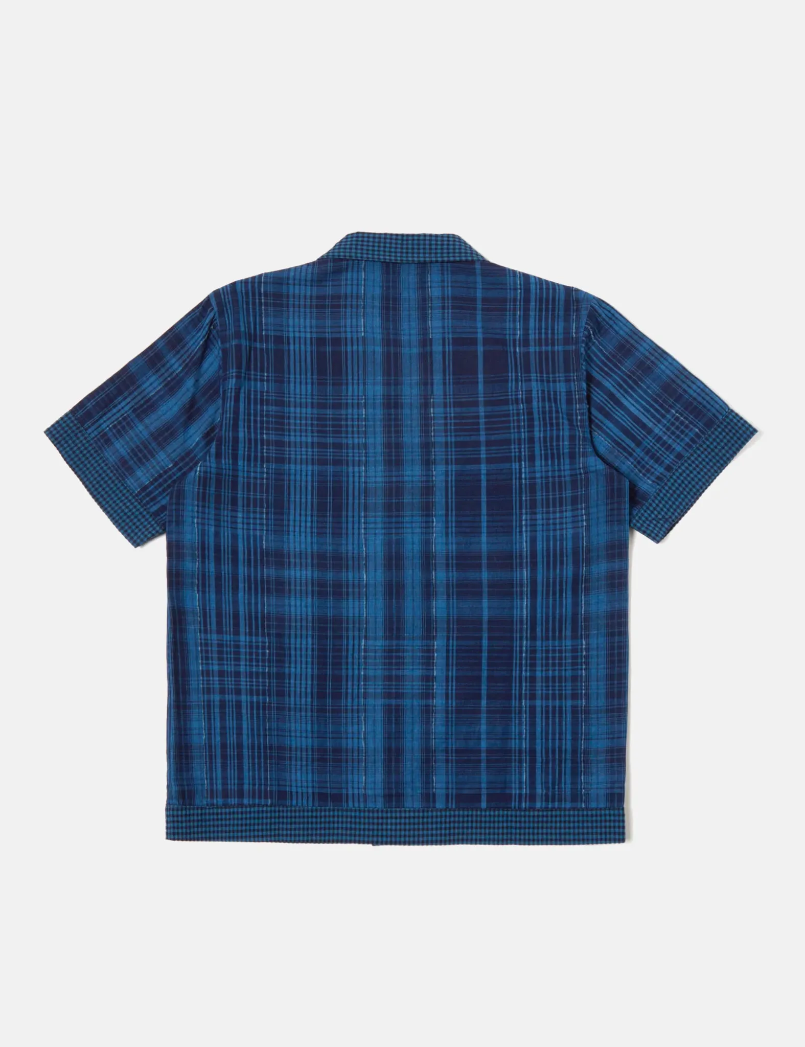 Universal Works Border Road Shirt (Raw Gingham) - Indigo Blue