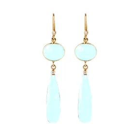 Vama | Allara Earring | Metal-Sterling Silver | Stone-Aqua Chalcedony | Finish-Shiny