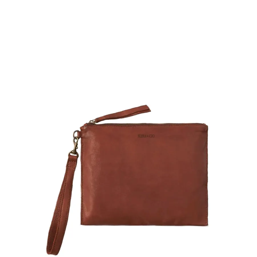 WALLET LARGE FLAT POUCH - COGNAC LEATHER