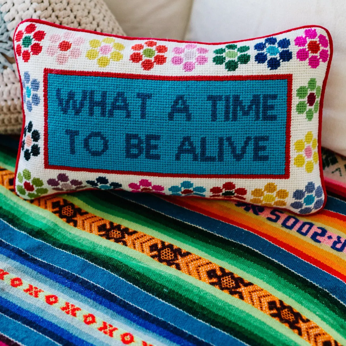 What a Time Needlepoint Pillow