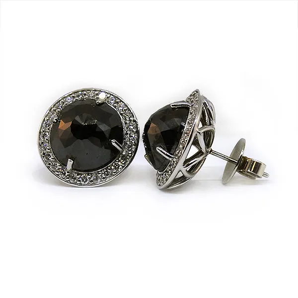 White Gold and Black DIamond Studs