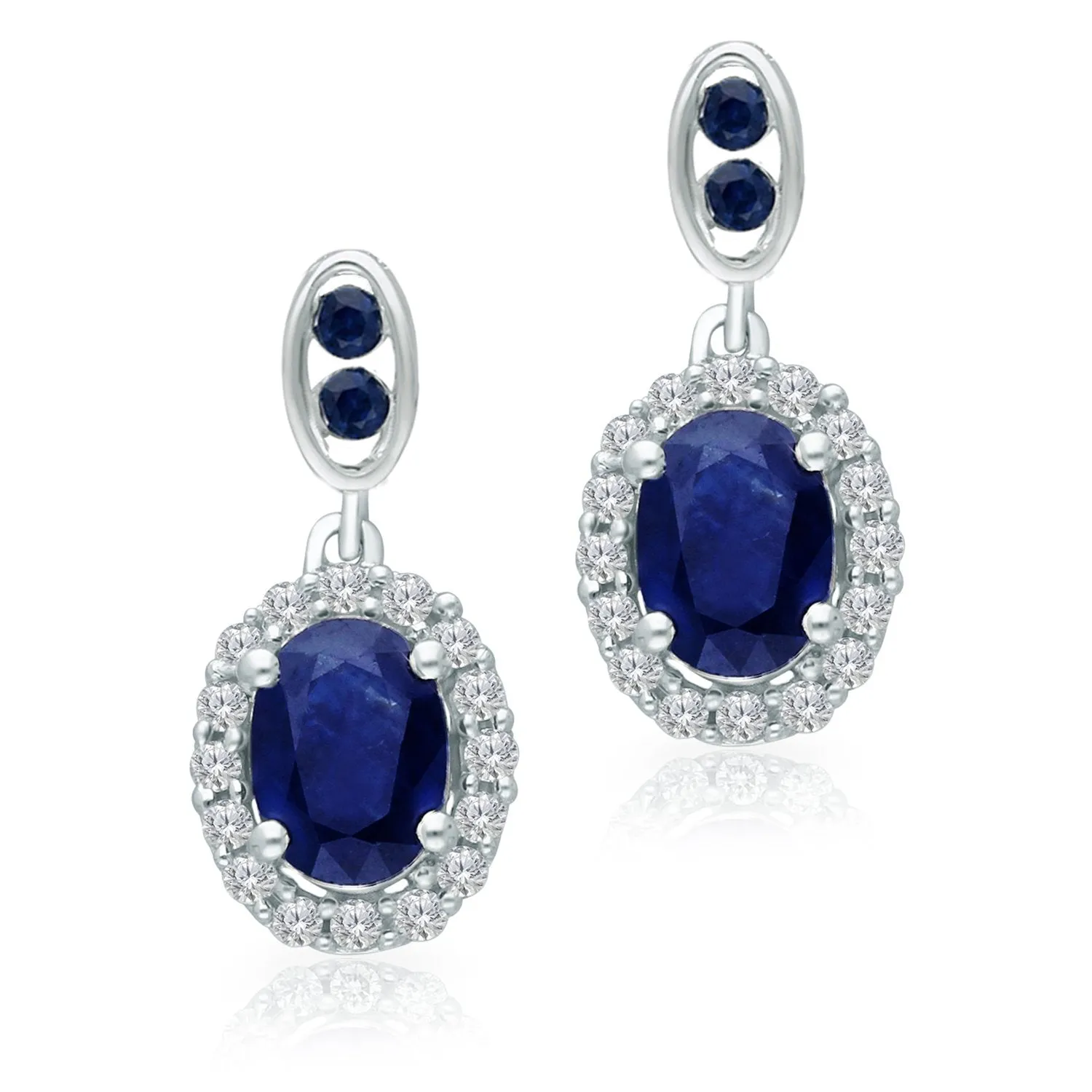 White Gold Sapphire & Diamond Heirloom Earrings