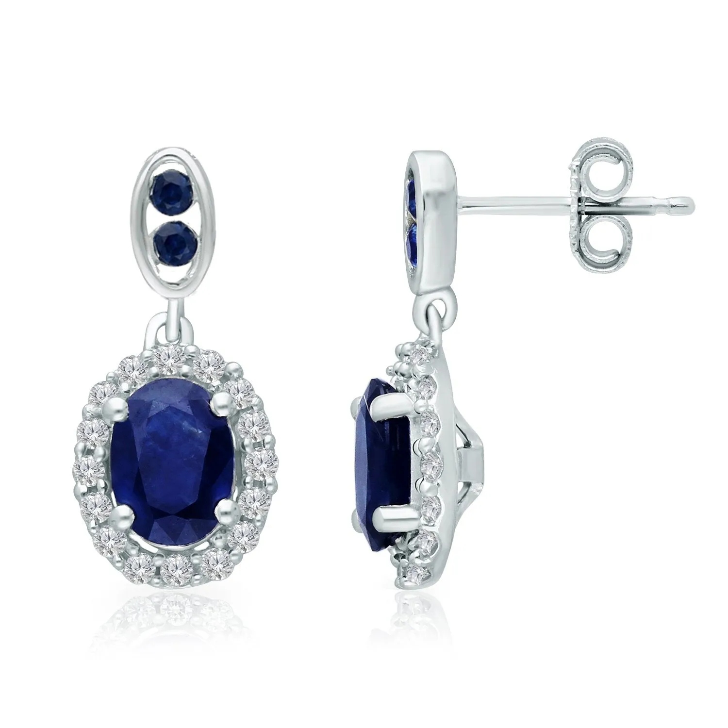 White Gold Sapphire & Diamond Heirloom Earrings