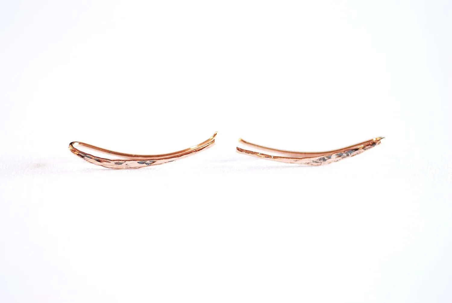 Wholesale Shiny Pink Rose Gold Vermeil Ear Climber Earrings- 22k gold plated Sterling Silver Ear Crawlers, Earring Findings, Curved Bar Earrings, 304