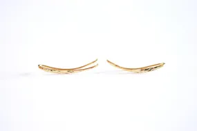 Wholesale Shiny Vermeil Gold Ear Climber Earrings- 22k gold plated Sterling Silver Ear Crawlers, Earring Findings, Curved Bar Earrings, Ear Cuff, 304