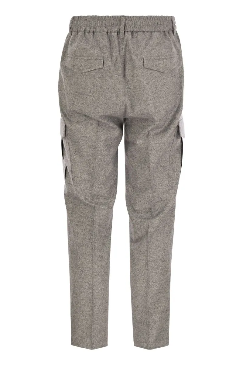 WOOL, SILK AND CASHMERE JOGGER TROUSERS