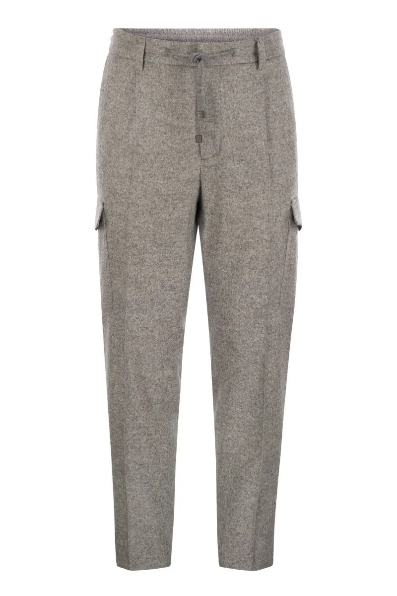 WOOL, SILK AND CASHMERE JOGGER TROUSERS