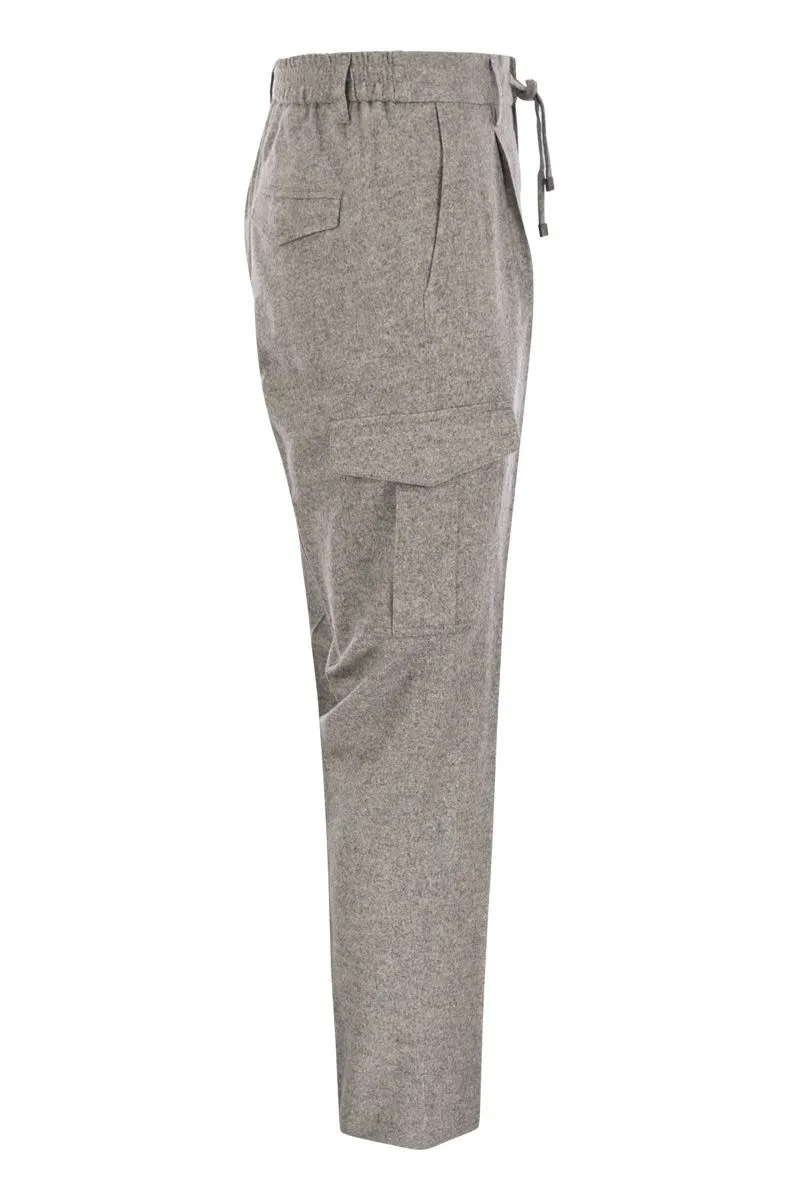 WOOL, SILK AND CASHMERE JOGGER TROUSERS