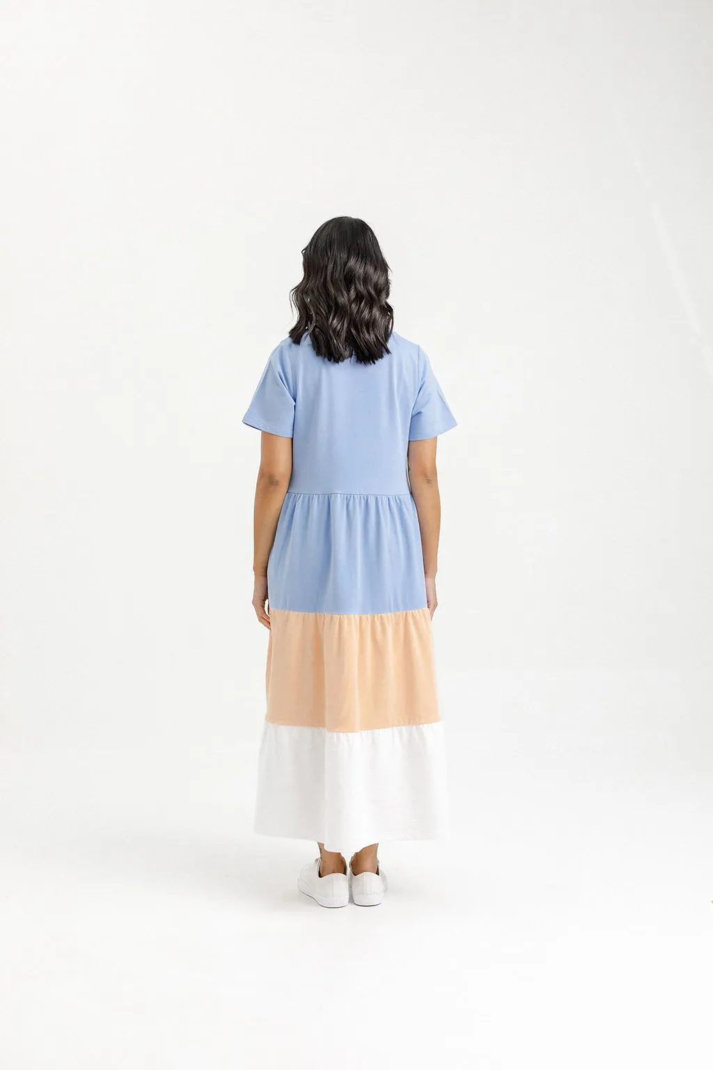 X Label Kendall Dress - Cerulean/Tropical Peach/White